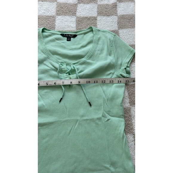 Lauren Ralph Lauren Women’s Small Light Green Short Sleeve String Tie Top Blouse - Picture 5 of 6